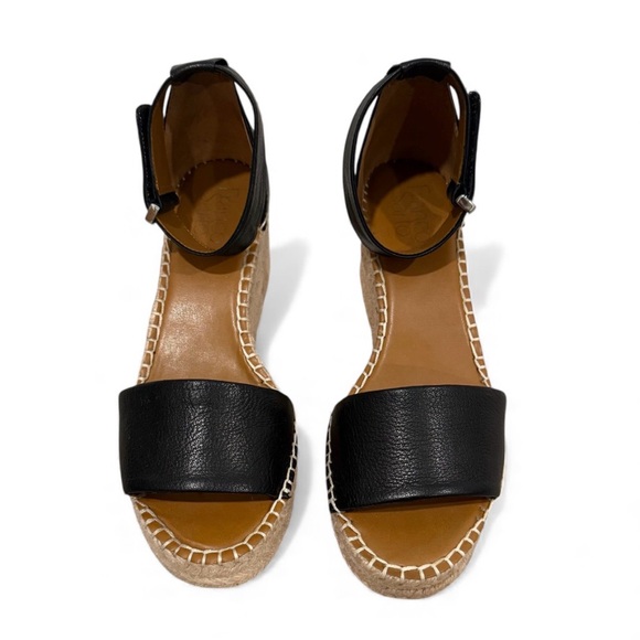 Franco Sarto Clemens Raffia Espadrille Black Wedge Sandals - Picture 3 of 5